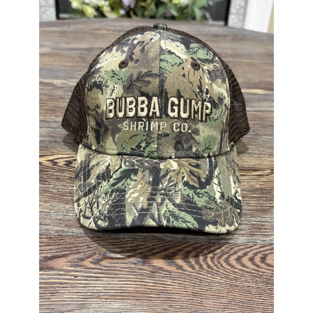 Bubba Gump Shrimp Co. Camo Trucker Hat Snapback Brown Mesh Adjustable Cap - NWOT